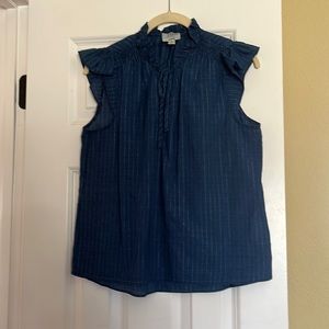 J. Crew Denim Ruffle Shoulder Tank Top S